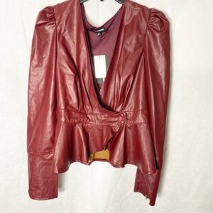 Fashion Nova Burgundy Faux Leather Blouse